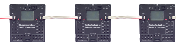 Vernetzte ROBO TX Controller von Fischertechnik